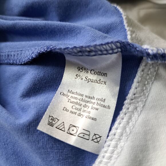 DUFFIELD LANE Flounce Hem Tee Dress Size Medium Blue & White Preppy - Picture 7 of 7